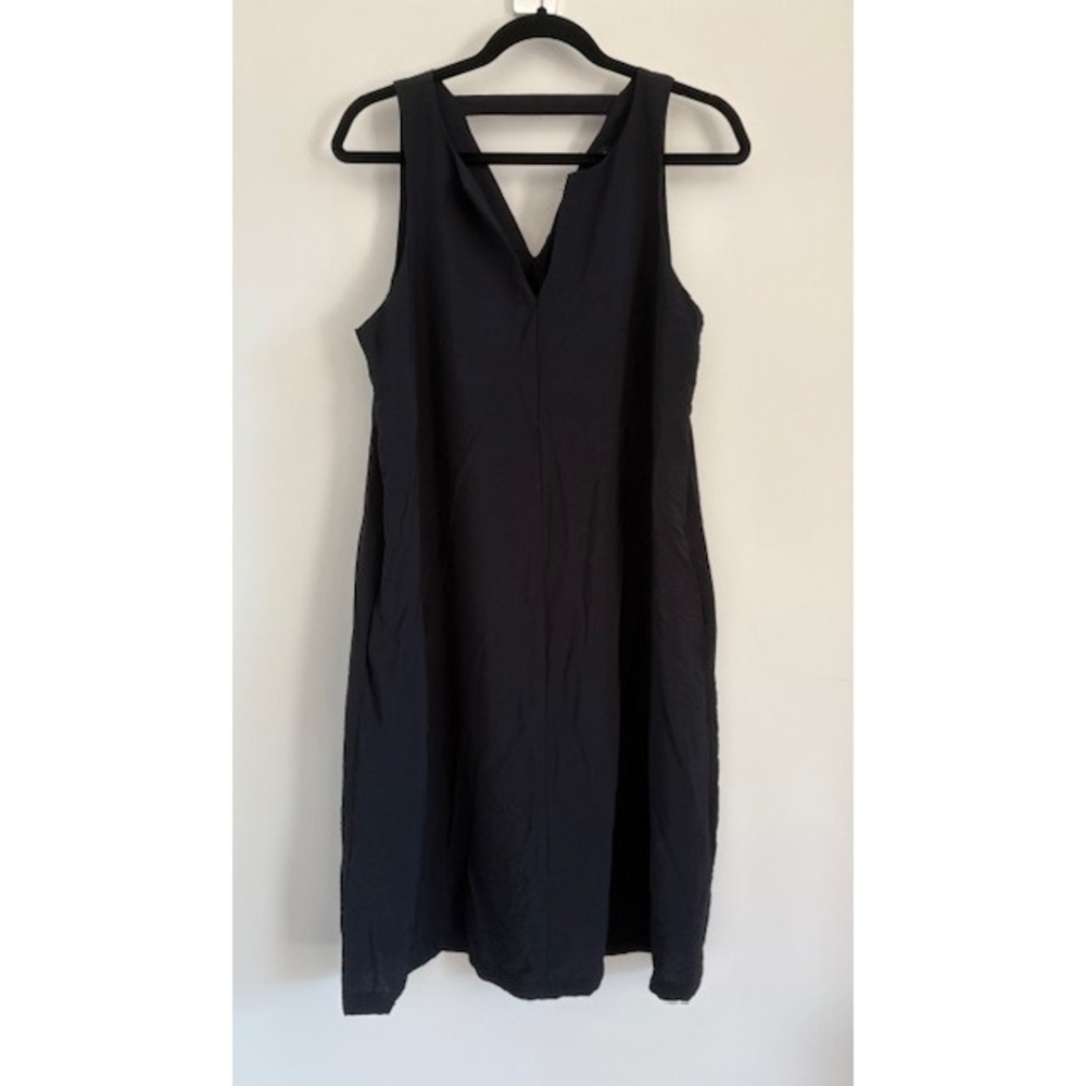 Banana Republic Womens Black‎ Sleeveless V-Neck Shift Dress Strap Back Size L